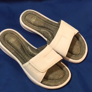 White memory foam Slides by Athletic Works